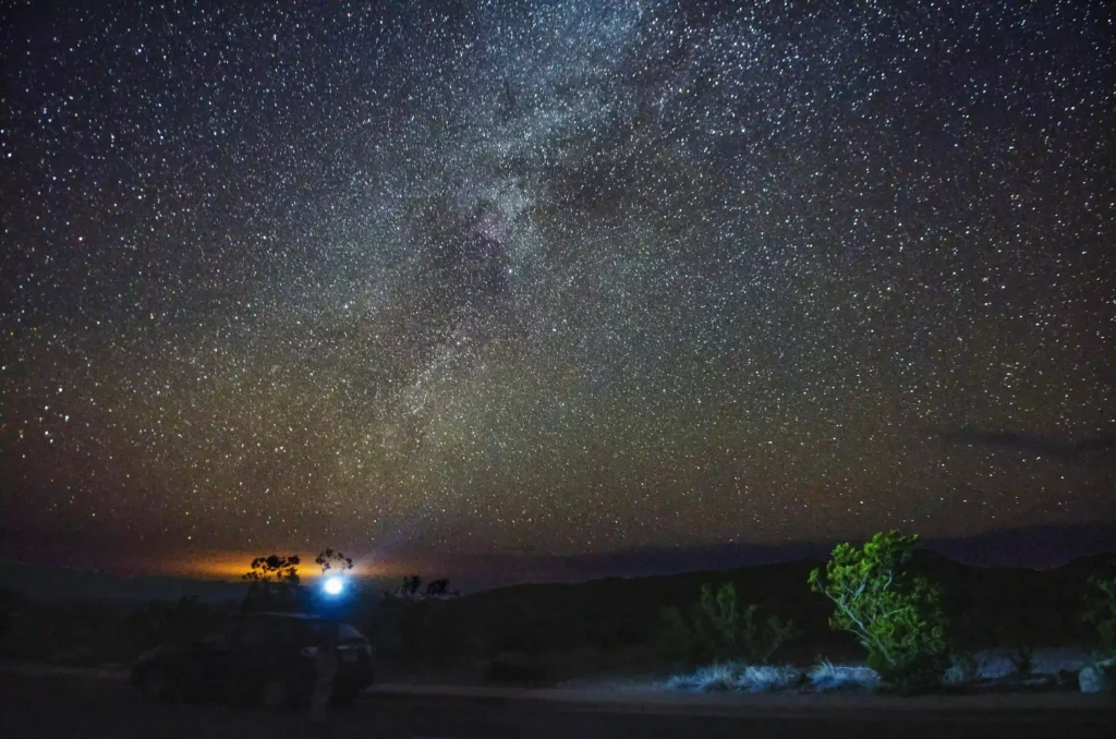Milky Way shining above Big Bend National Park in Texas, one of the darkest places on Earth and a designated dark sky park for stargazing and night sky photography