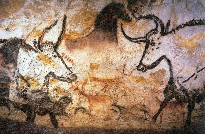 Prehistoric aurochs horses and deer cave paintings